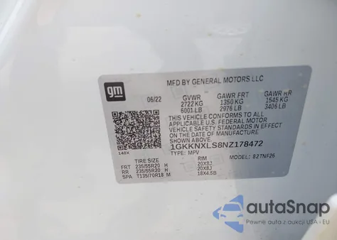 2022 GMC Acadia Awd Denali из США, поврежденный, VIN 1GKKNXLS8NZ178472